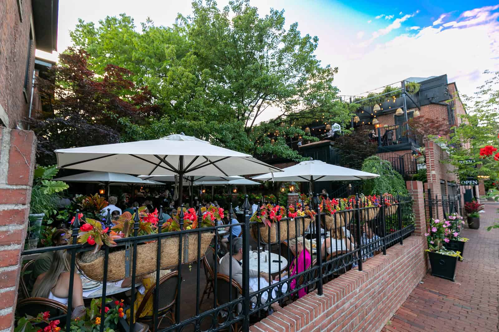Diners on the patio at Lindey's in German Village