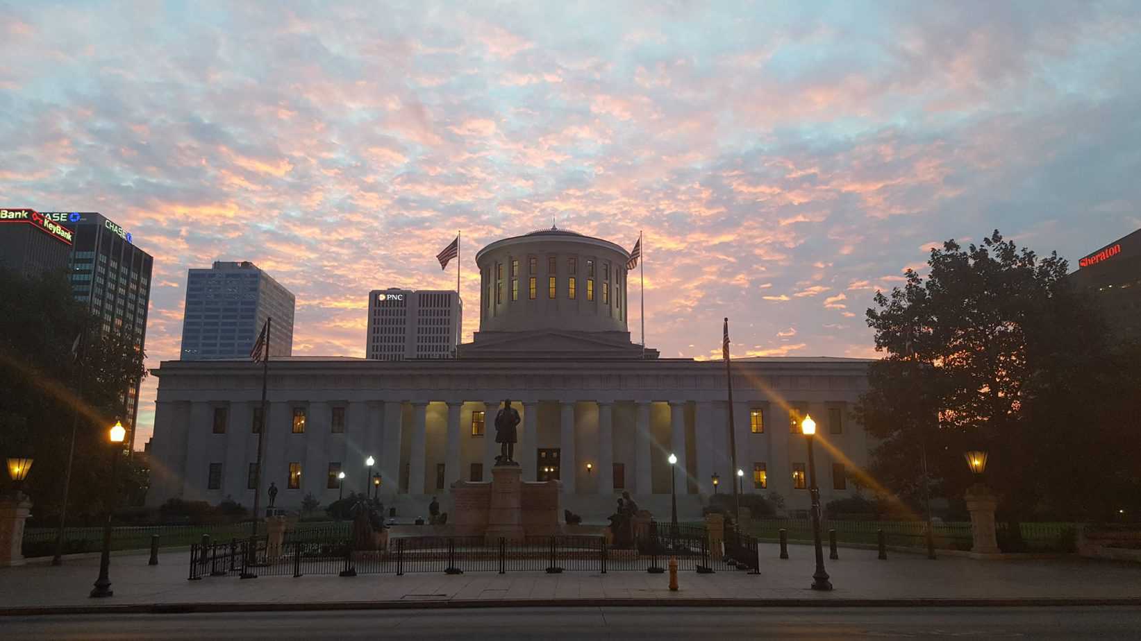 Early morning view of the Ohio Statehouse in downtown Columbus