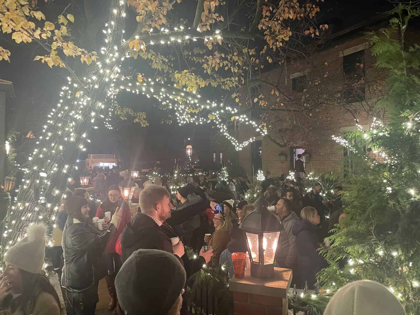 Lindey's restaurant decorated for Village Lights in German Village